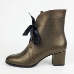 botine bronz din piele cu toc mic SV418 - imagine 3
