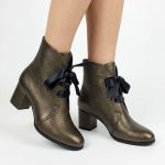 botine bronz din piele cu toc mic SV418