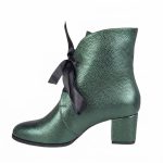 botine verzi din piele cu toc mic SV414 - imagine 3
