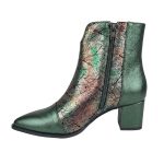 botine verzi din piele cu toc mic SV416 - imagine 3