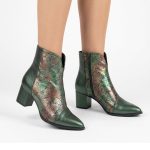 botine verzi din piele cu toc mic SV416