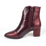 botine visinii din piele cu toc mic SV425 - imagine 3