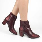 botine visinii din piele cu toc mic SV425