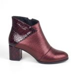 botine visinii din piele cu toc mic SV427 - imagine 2