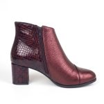 botine visinii din piele cu toc mic SV427 - imagine 3