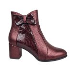 botine visinii din piele cu toc mic SV426 - imagine 2