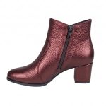 botine visinii din piele cu toc mic SV426 - imagine 3