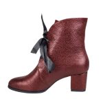 botine visinii din piele cu toc mic SV424 - imagine 3